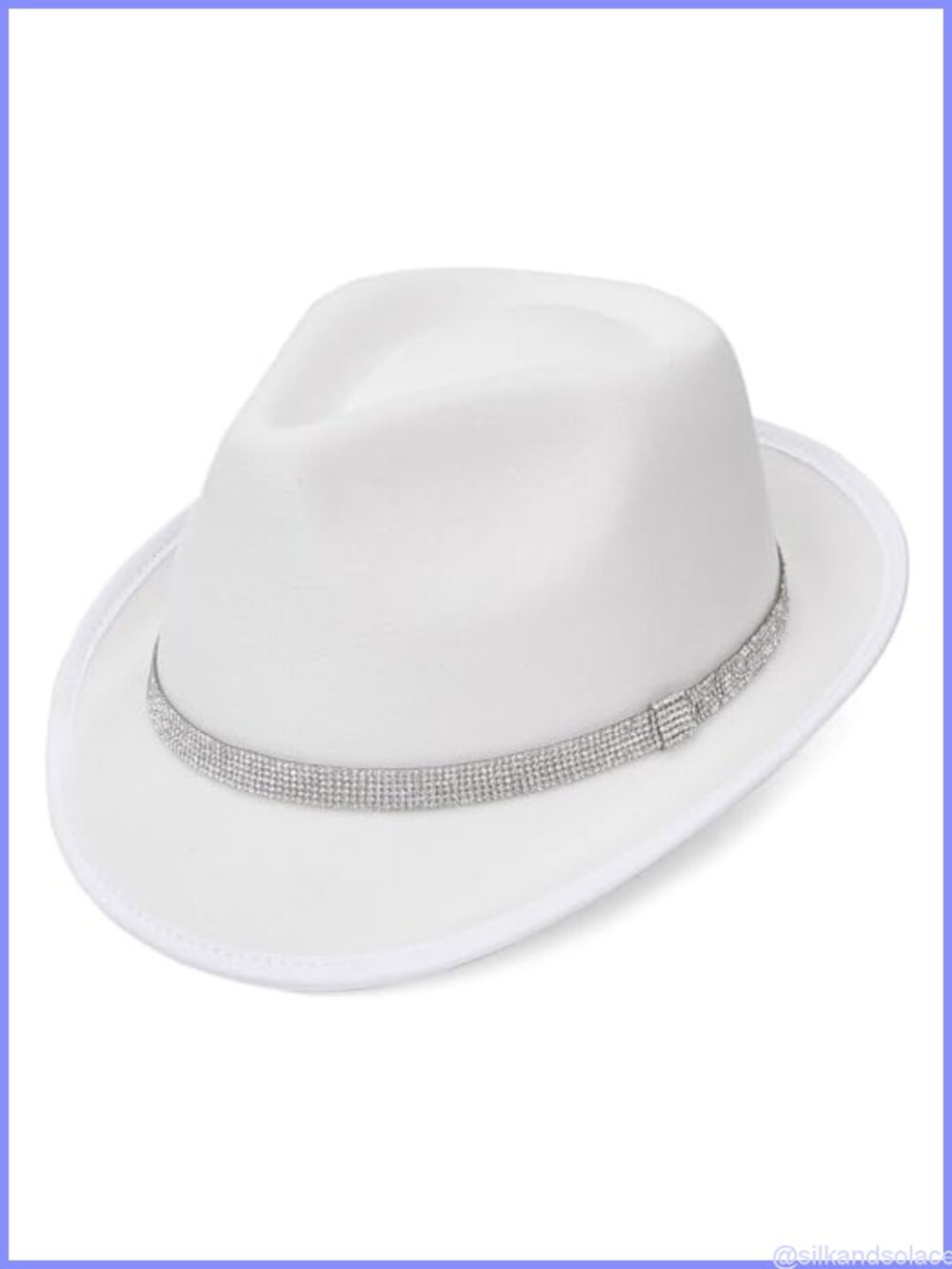 Felt Fedora Hat with Rhinestone Belt Unisex Short Brim Trilby